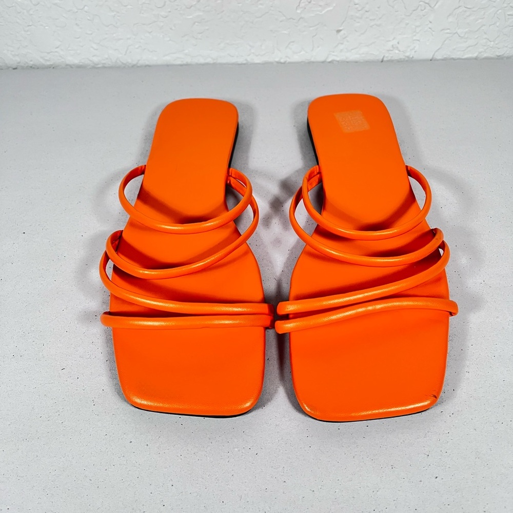 2 Pair Of Slide Sandals Denim & Orange - Picture 8 of 13